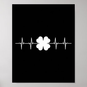 Póster Día de San Patricio Ekg Latido del Corazón Trébol