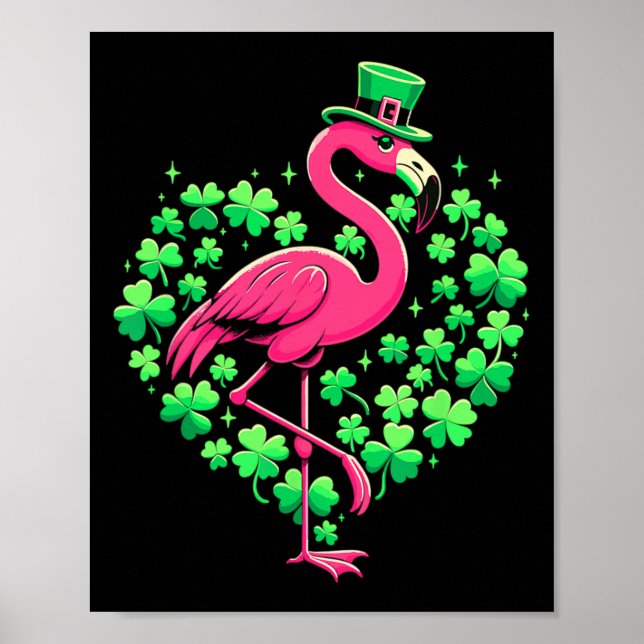 Póster Día de San Patricio Flamingo Irlandés (Frente)