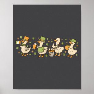 Póster Día de San Patricio, Ganso Divertido, Trébol, Cami
