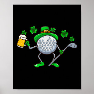 Póster Día de San Patricio Golf Golfista Irlandés Cerveza