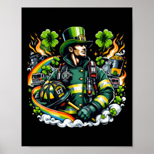 Póster Día de San Patricio Hombres Bombero Departamento d