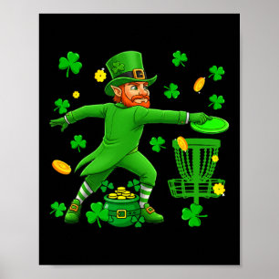 Póster Día de San Patricio Jugando Disc Golf Jugador Empa