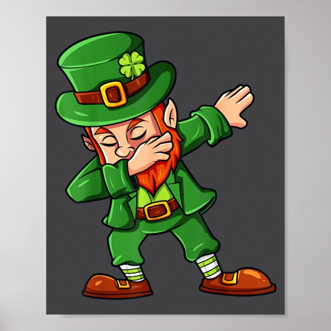 Póster Día de San Patricio Leprechaun Dabbing Chicos Chic (Frente)