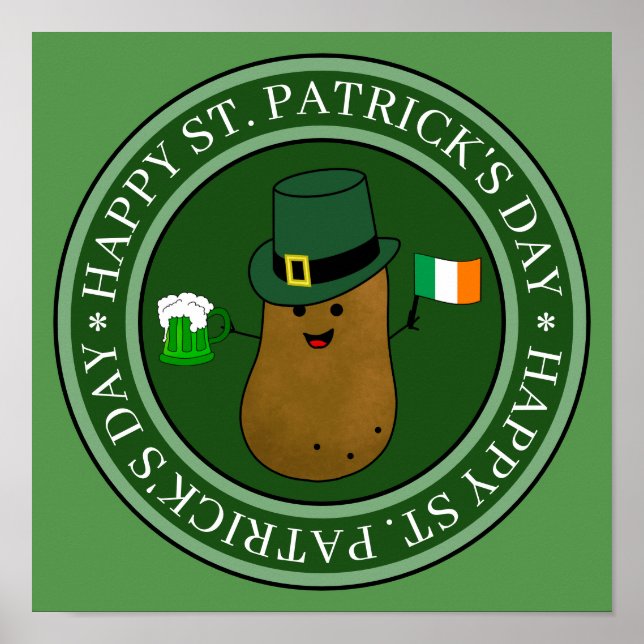 Póster Día de San Patricio Patata Con Sombrero (Frente)