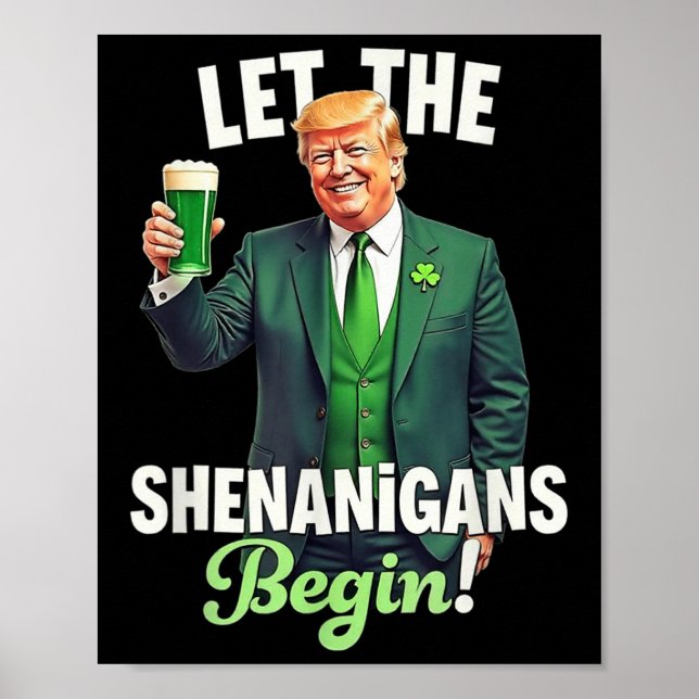 Póster Día de San Patricio Que Empiecen Trump (Frente)