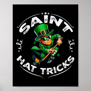 Póster Día de San Patricio Santo Hat Trick Divertido Hock