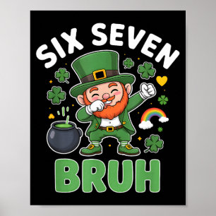 Póster Día de San Patricio seis siete meme duende 67