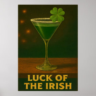 Póster Día de San Patricio Suerte del Martini de Trébol I