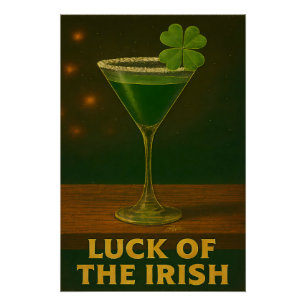 Póster Día de San Patricio Suerte del Martini de Trébol I