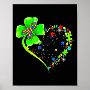 Póster Día de San Patricio Trébol Autismo Divertido Conci