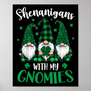 Póster Día de San Patricio Trébol Gnomo Lindo Mujeres Irl