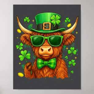 Póster Día de San Patricio Vaca Heifer divertida Tréboles