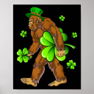 Póster Día de San Patricio Vintage Bigfoot Sasquatch Sain