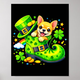 Póster Día de San Patricio Zapato de Chihuahua Irlandés D