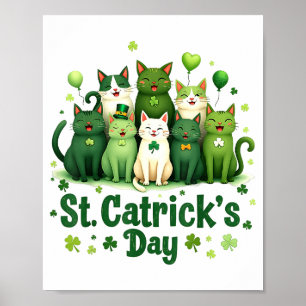 Póster Día de San Patricios Gatos Mujeres G