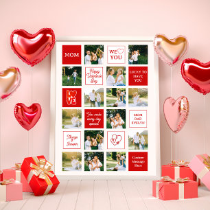 Póster Día de San Valentín 14 Mensajes de collage de foto