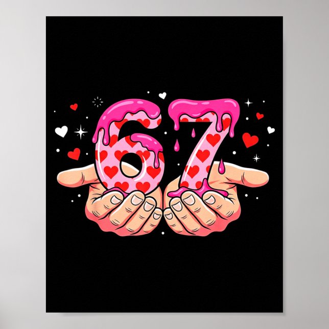 Póster Día de San Valentín 67 Corazones Seis Siete Meme A (Frente)
