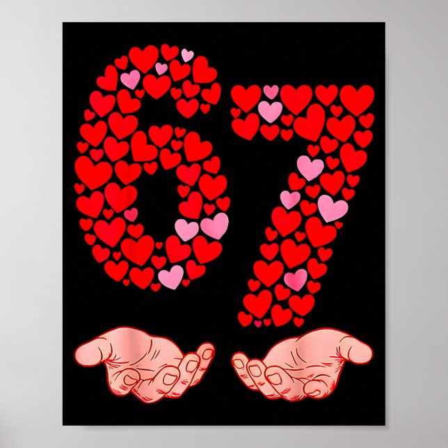 Póster Día de San Valentín 67 Meme Lleno de Corazones Div (Frente)