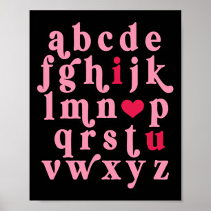 Póster Día de San Valentín Alfabeto Abc Te Quiero Profeso