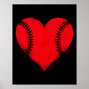 Póster Día de San Valentín Béisbol Heart Sport Niños Adol