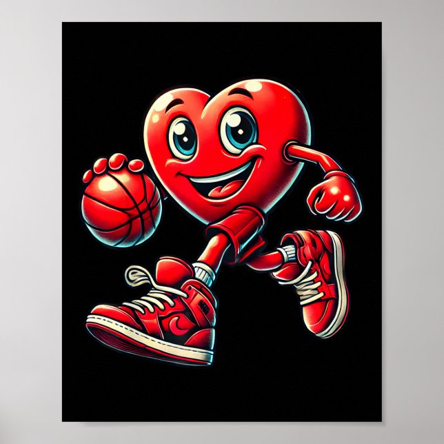 Póster Día de San Valentín  Boys Chicas de baloncesto (Frente)