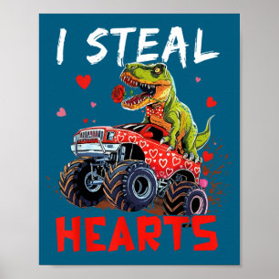 Póster Día de San Valentín Camión Monstruo Trex Niño I St