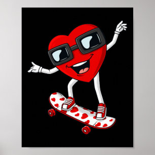 Póster Día de San Valentín Cardíaco en Skateboard Niños N