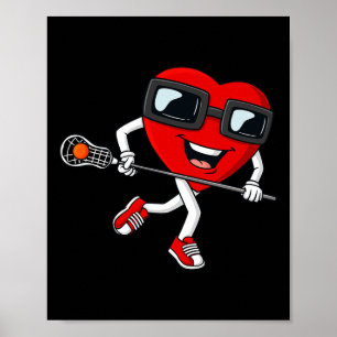 Póster Día de San Valentín Cardiopatía Lacrosse Stick Boy