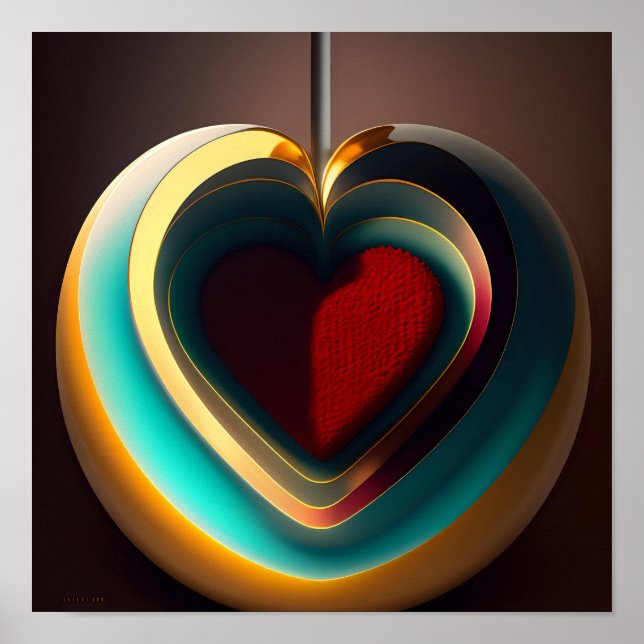 Póster Día de San Valentín Corazón Brillante Brillante Br (Frente)