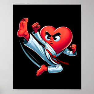 Póster Día de San Valentín Corazón Karate Patada Mma Taek