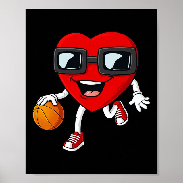 Póster Día de San Valentín Corazón Perforando Baloncesto  (Frente)