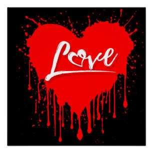 PÓSTER DÍA DE SAN VALENTÍN CORAZÓN ROJO DE AMOR DERRITIÉN