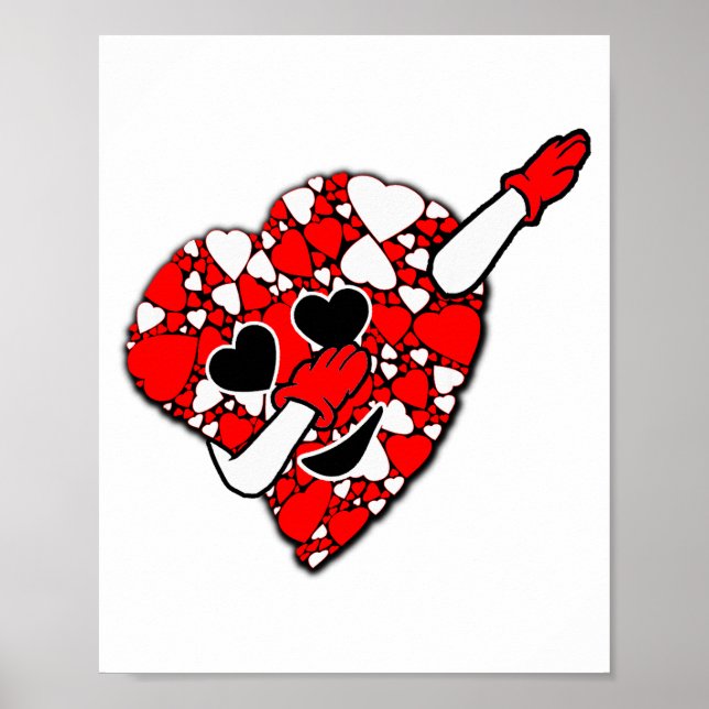 Póster Día de San Valentín Corazones Blancas Rojas Divert (Frente)