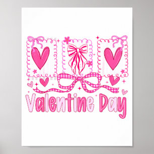 Póster Día de San Valentín Corazones Elegantes Lazo Coque