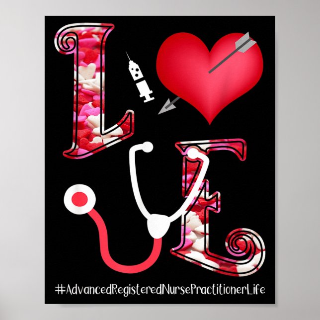 Póster Día de San Valentín Corazones Estetoscopio Amor Ar (Frente)