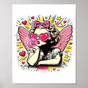 Póster Día de San Valentín Cupido Corazón Ángel Amor Fies