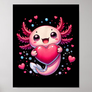 Póster Día de San Valentín Cute Axolotl Para Chicas Niños