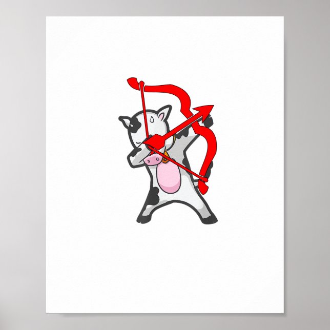 Póster Día de San Valentín Dabbing Cow Cupid Bow (Frente)