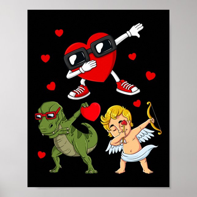 Póster Día de San Valentín Dabbing Heart And Cupid Fun T  (Frente)