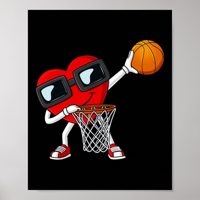 Póster Día de San Valentín Dabbing Heart Holding A Basket (Frente)
