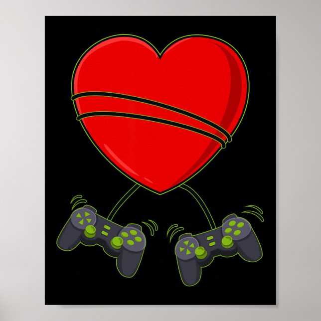Póster Día de San Valentín de control de corazón de video (Frente)