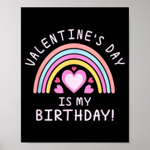 Póster Día de San Valentín de Cumpleaños Arcoíris para Mu