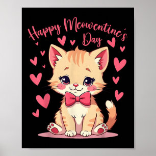 Póster Día de San Valentín de gato lindo para chicas gati