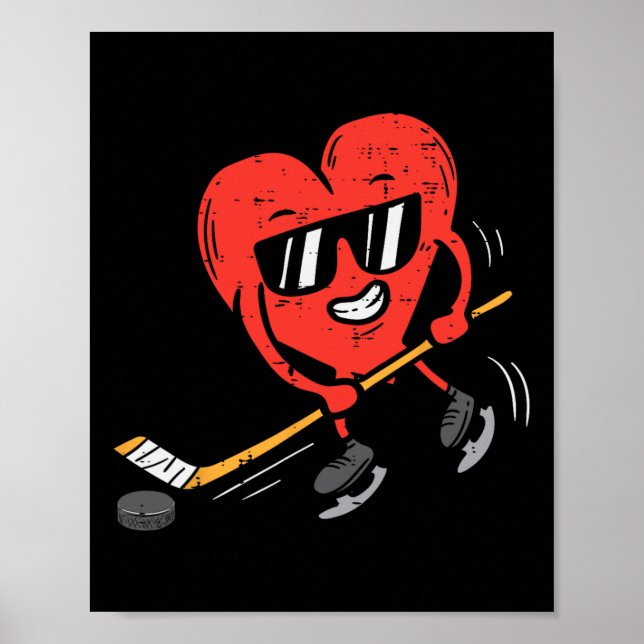 Póster Día de San Valentín de hockey sobre hielo que jueg (Frente)