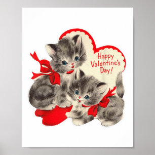Póster Día de San Valentín de la cosecha Cat Kitten Kitty