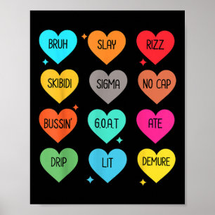 Póster Día de San Valentín De Palabras De Argot Candy Hea