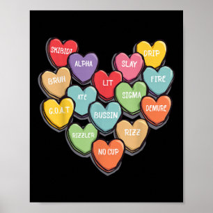 Póster Día de San Valentín De Palabras De Argot Candy Hea