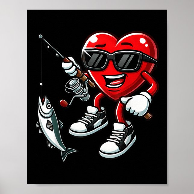 Póster Día de San Valentín de Pesca del Corazón Niños Niñ (Frente)