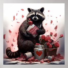 Póster Día de San Valentín de poesía de Raccoon basura