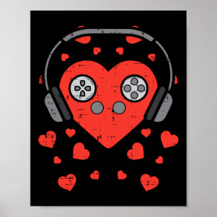 Póster Día de San Valentín de videojuegos Gamer Boys Homb
